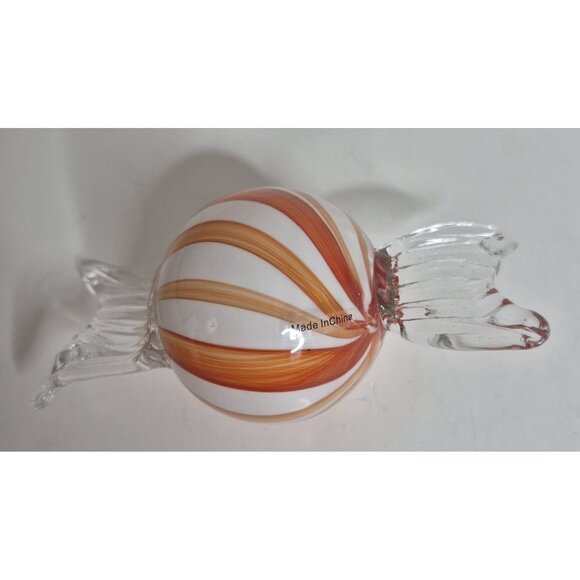 Handcrafted Glass Red And Orange Swirl Candy Sculpture 6.50"x 2.50" - Picture 4 of 8